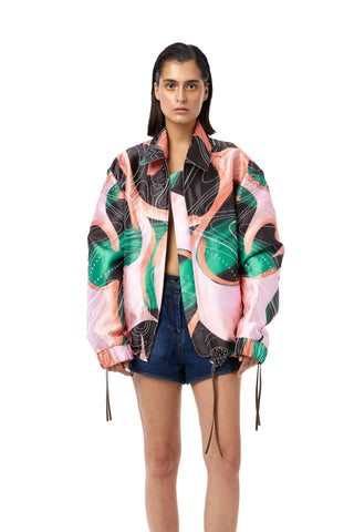 Seaglass Kantha Stitch Bomber Jacket