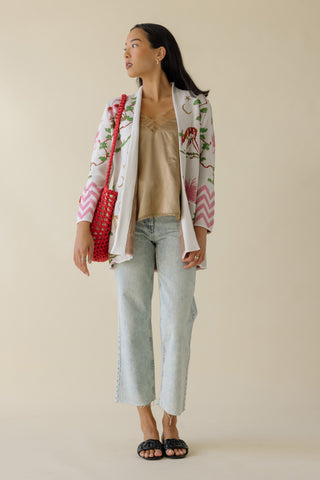 Cotton Jacquard Cardigan With Belt