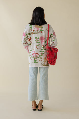 Cotton Jacquard Cardigan With Belt