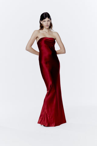Eva Strapless Dress - Red Dahlia