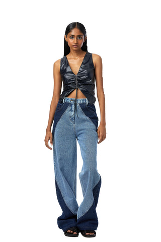 Panelled Denim Pants